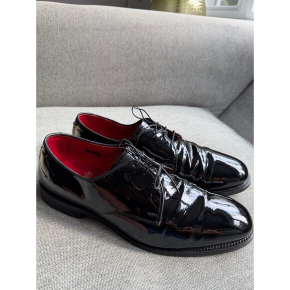 Allen Edmonds Spencer Mens 12 Black Patent Leather Tuxedo Dress Shoes Oxfords - Picture 1 of 11